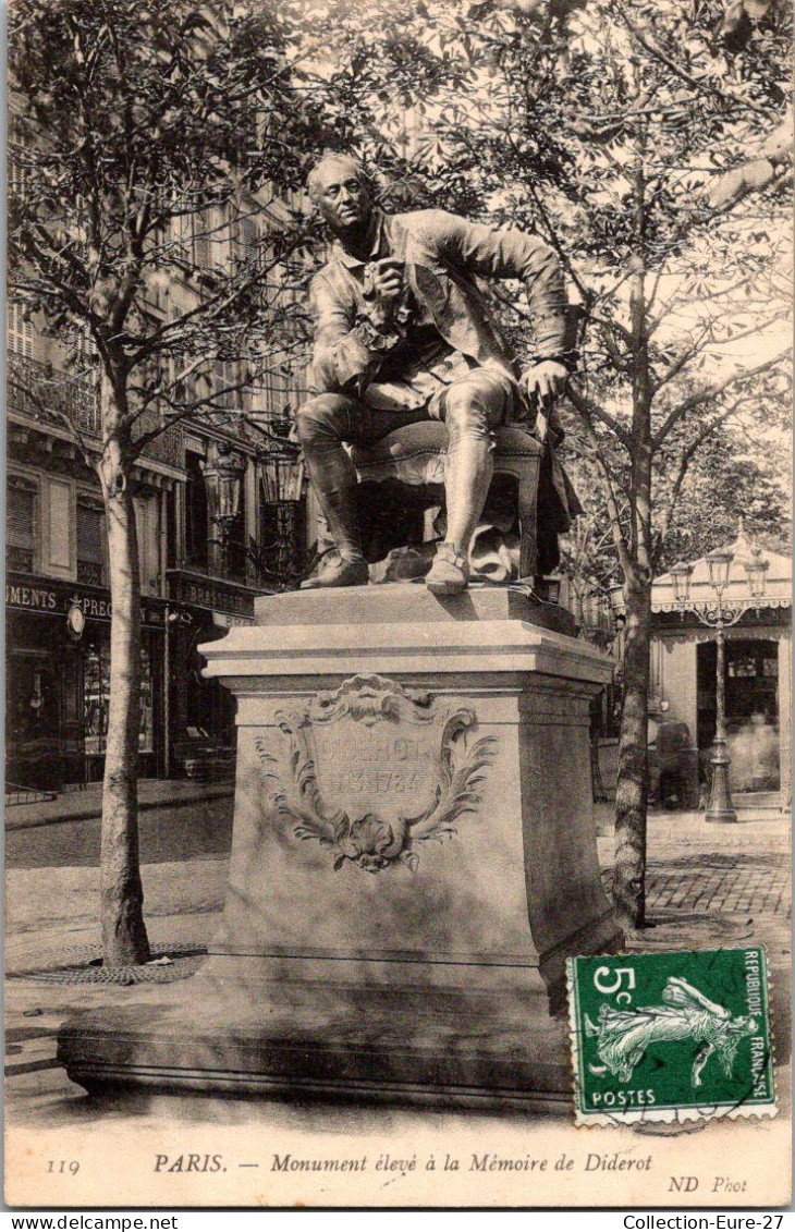 (11/12/25) 75-CPA PARIS - 6ème ARRONDISSEMENT - STATUE DE DIDEROT