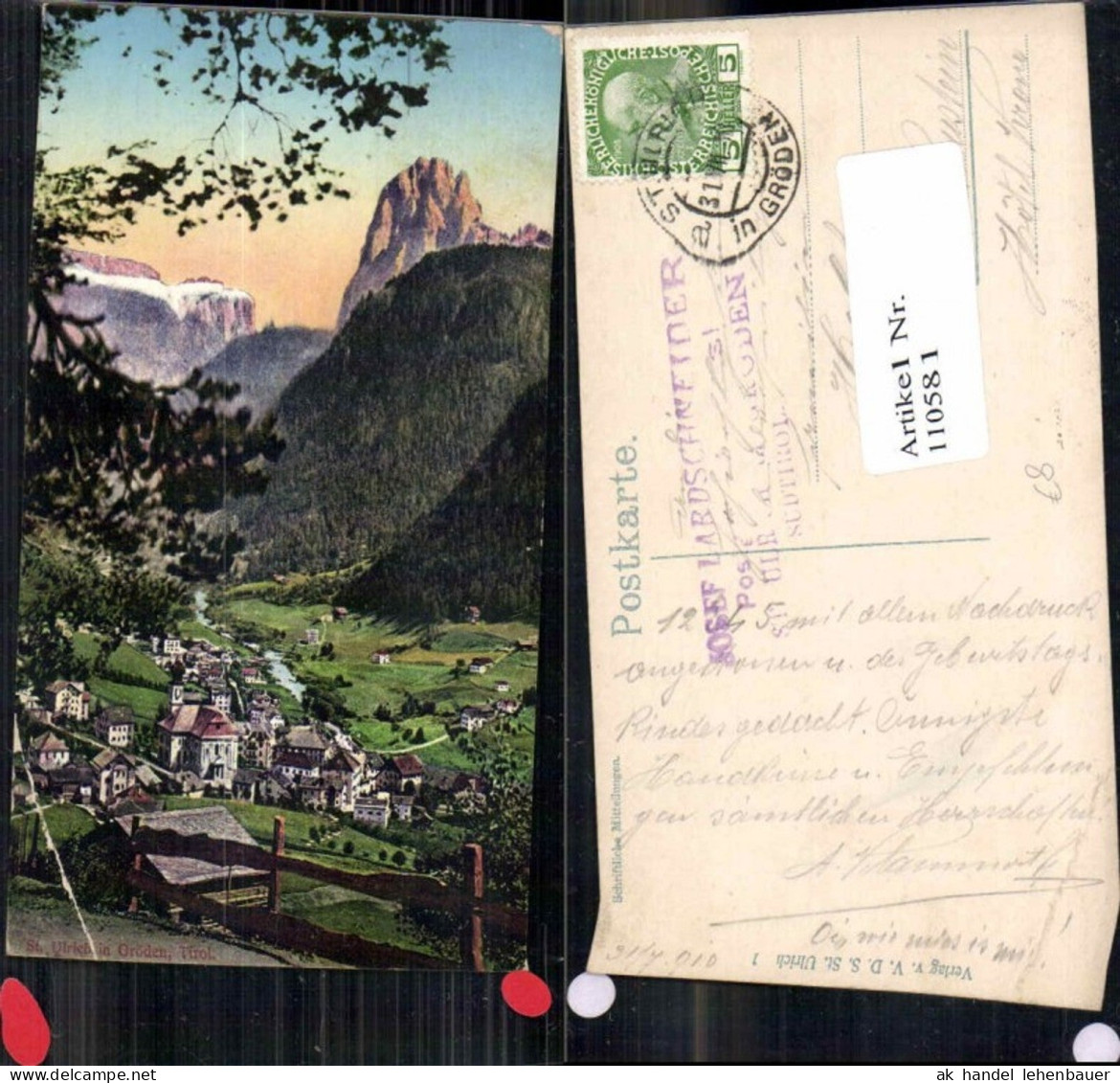 110581,Trentino St Ulrich bei Gröden Südtirol Dolomiten