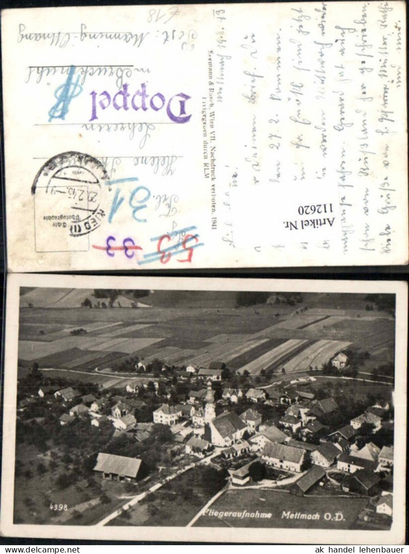112620,Seltene Fliegeraufnahme Mettmach bei Ried im Innkreis 1943