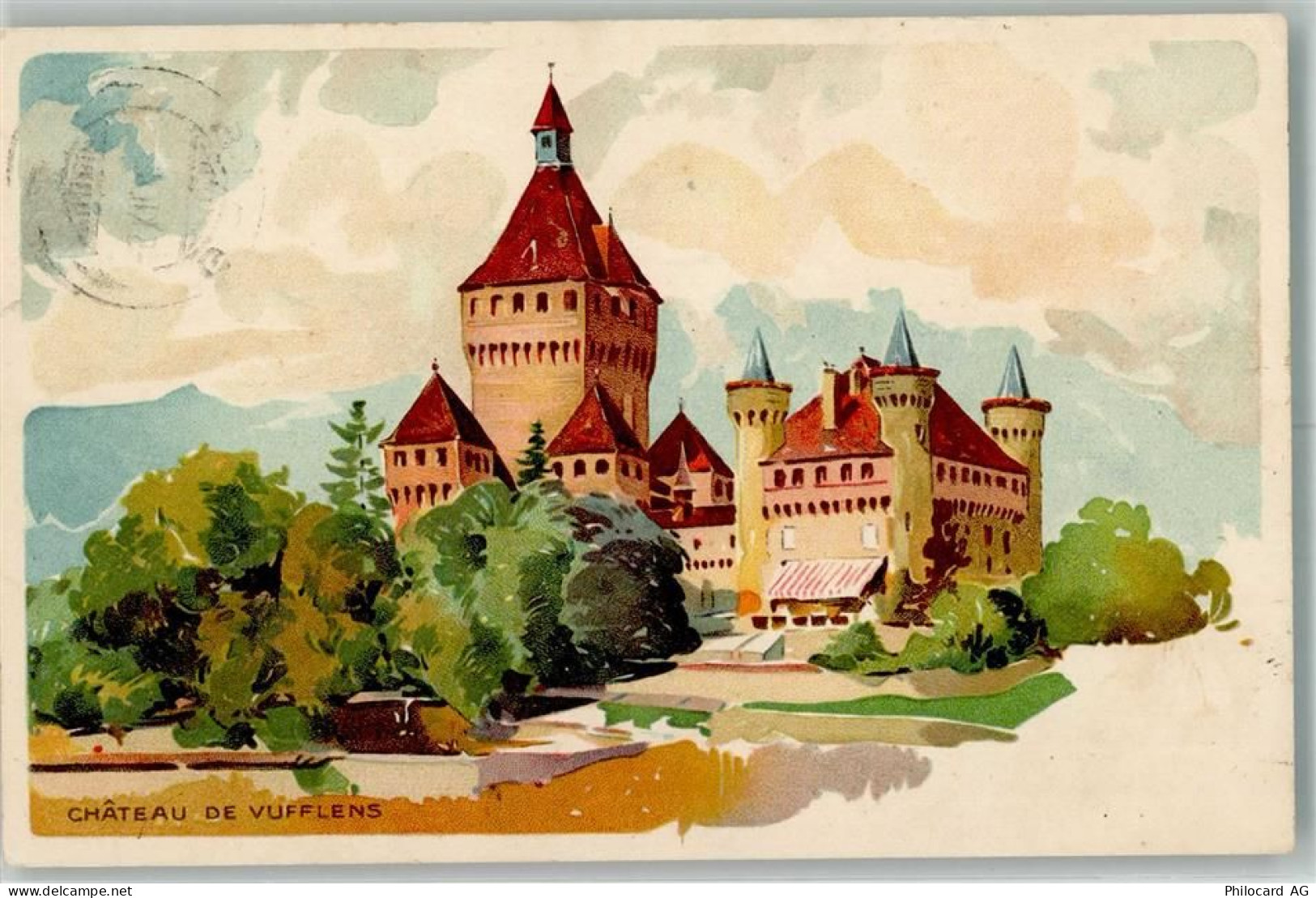 1134 Vufflens-le-Château 1916 Lithographie Schloss - 13990364