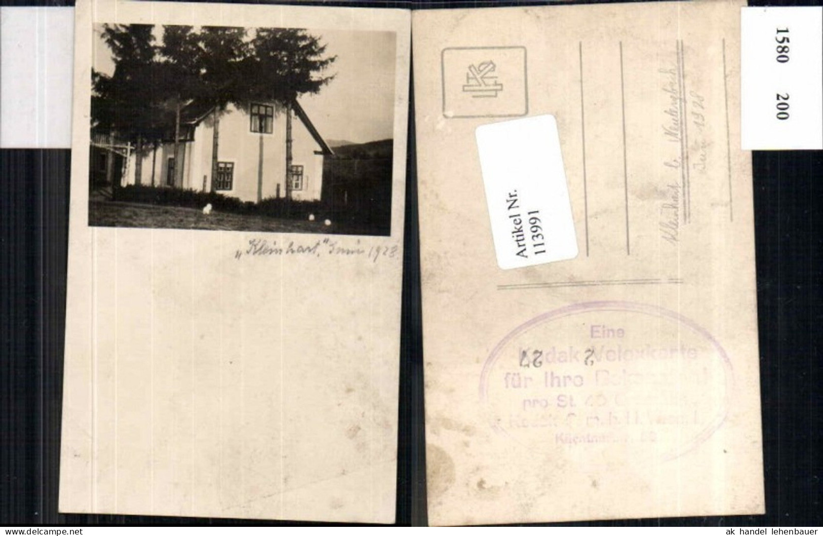 113991,UNIKAT Fotokarte Haus in Kleinhart bei Neulengbach St Pölten 1928