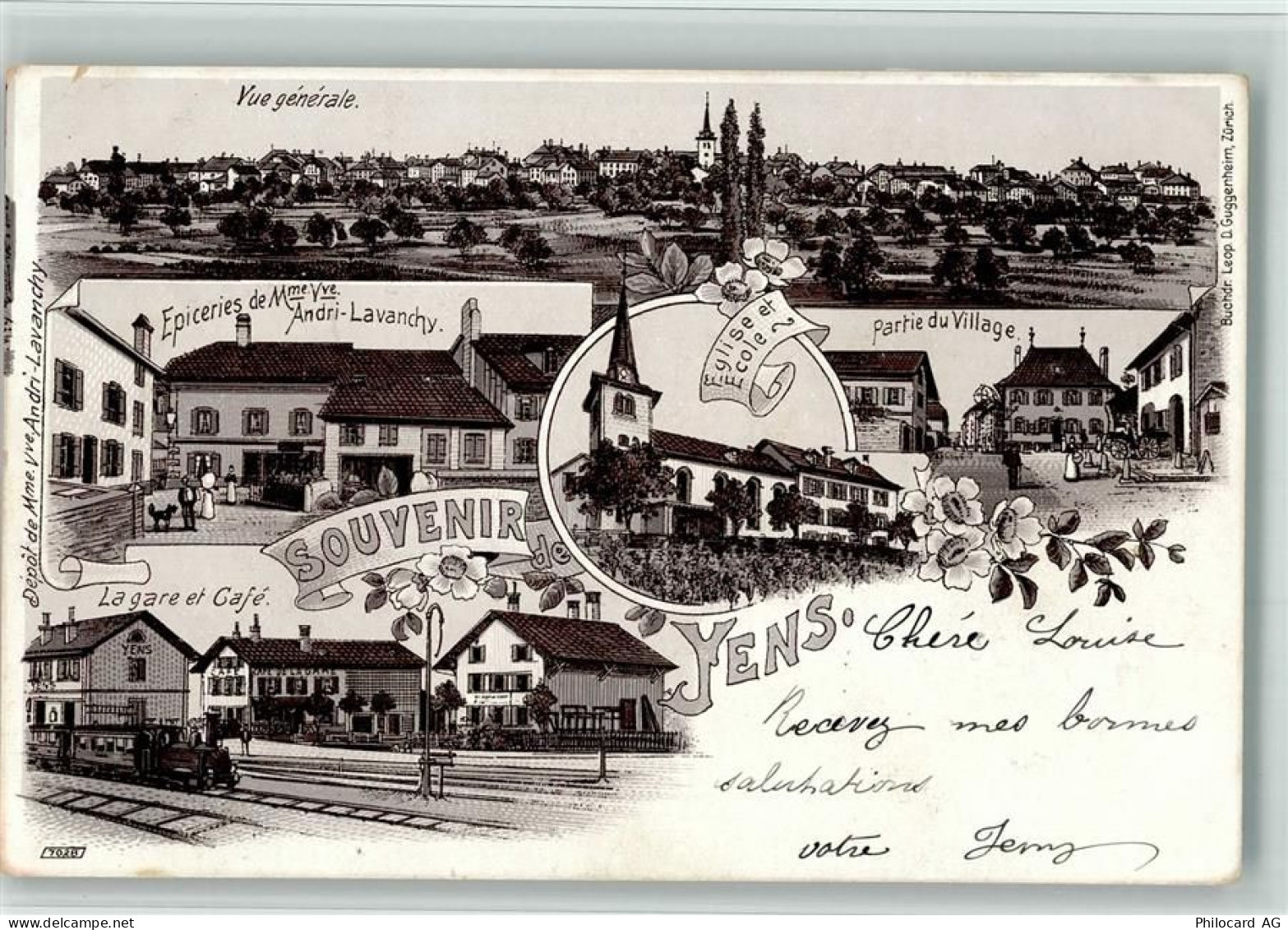 1169 Yens 1904 BOAKC Bahnhof Epiceries Andri Lavanchy Lithographie - 13700527