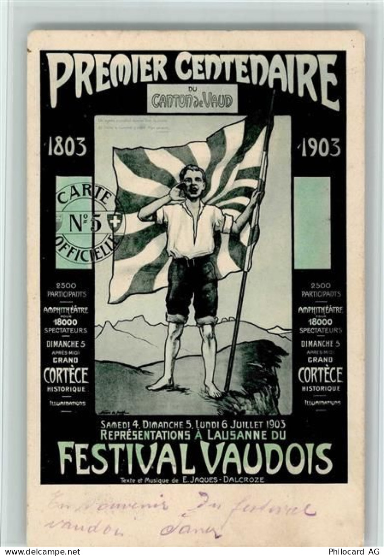 1261 Le Vaud - Festival Vaudois 1803-1903 , Offit. Karte Nr. 5 AK - 13206478