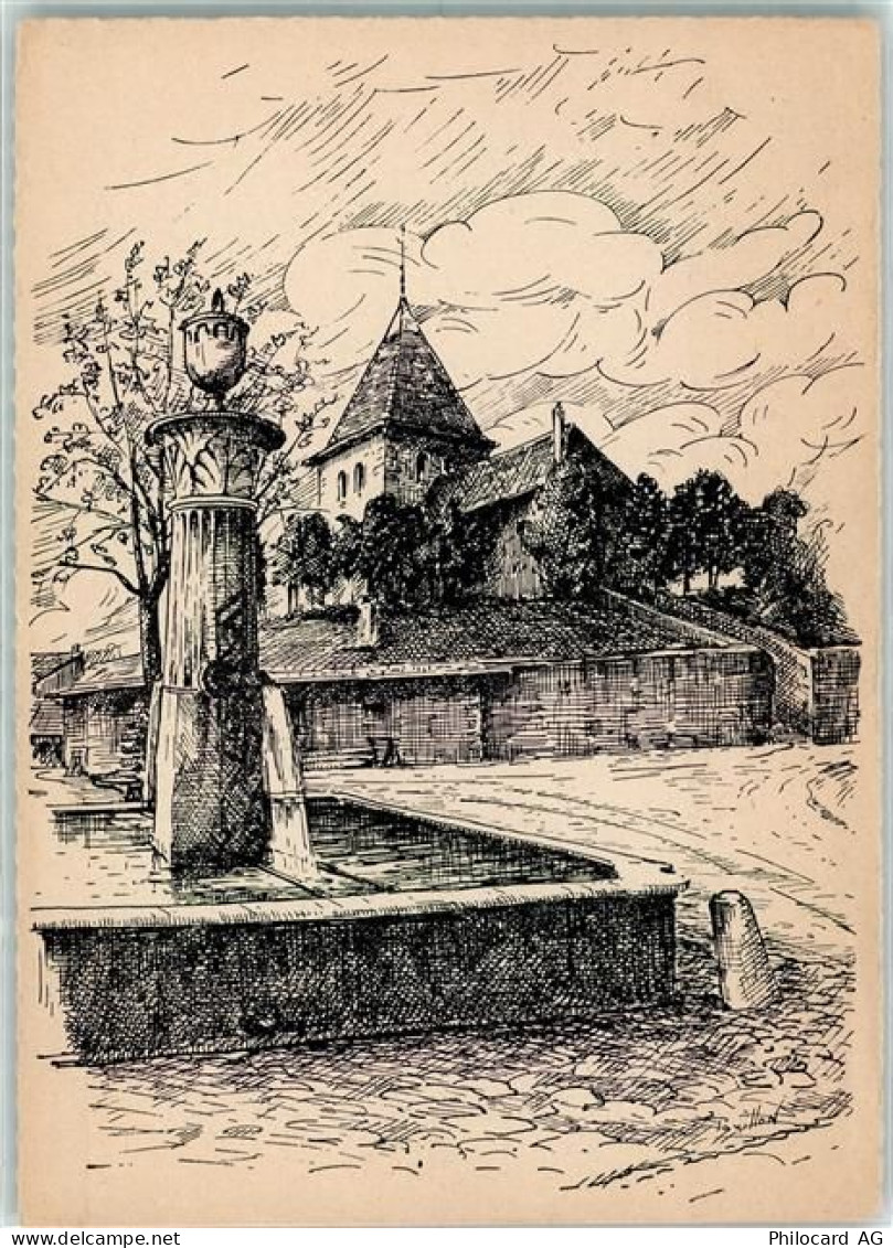 1272 Genolier Gebrauchsspuren La vieille fontaine et leglise de Genolier... - 10302109