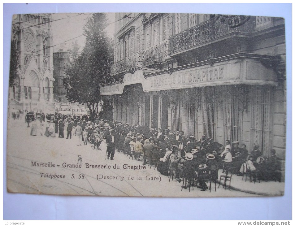 13 - CPA - MARSEILLE - Grande Brasserie du Chapitre - Belle carte ANIMEE