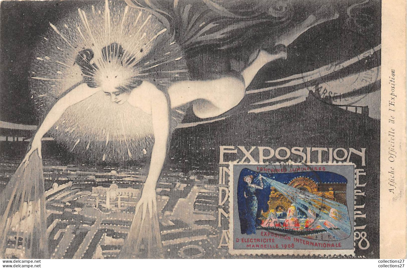 13-MARSEILLE- EXPOSITION D'ELECTRICITE 1908 ( voir timbre )