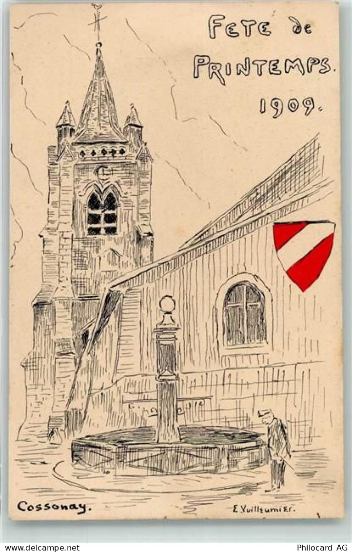 1304 Cossonay-Ville 1909 - Fete de Printemps Eglise sign. - 13935998