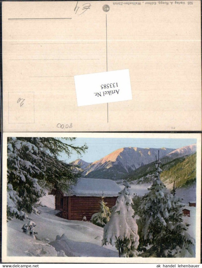 133585,Künstlerkarte Schweizer Bauernhaus in den Alpen pub Ruegg Wallisellen Zürich 525