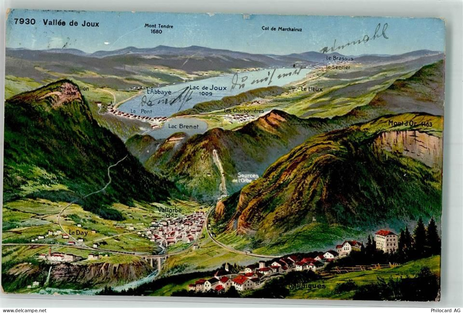 1337 Vallorbe 1905 - Landkarte Lac de Joux Lac Brenet - 39693263