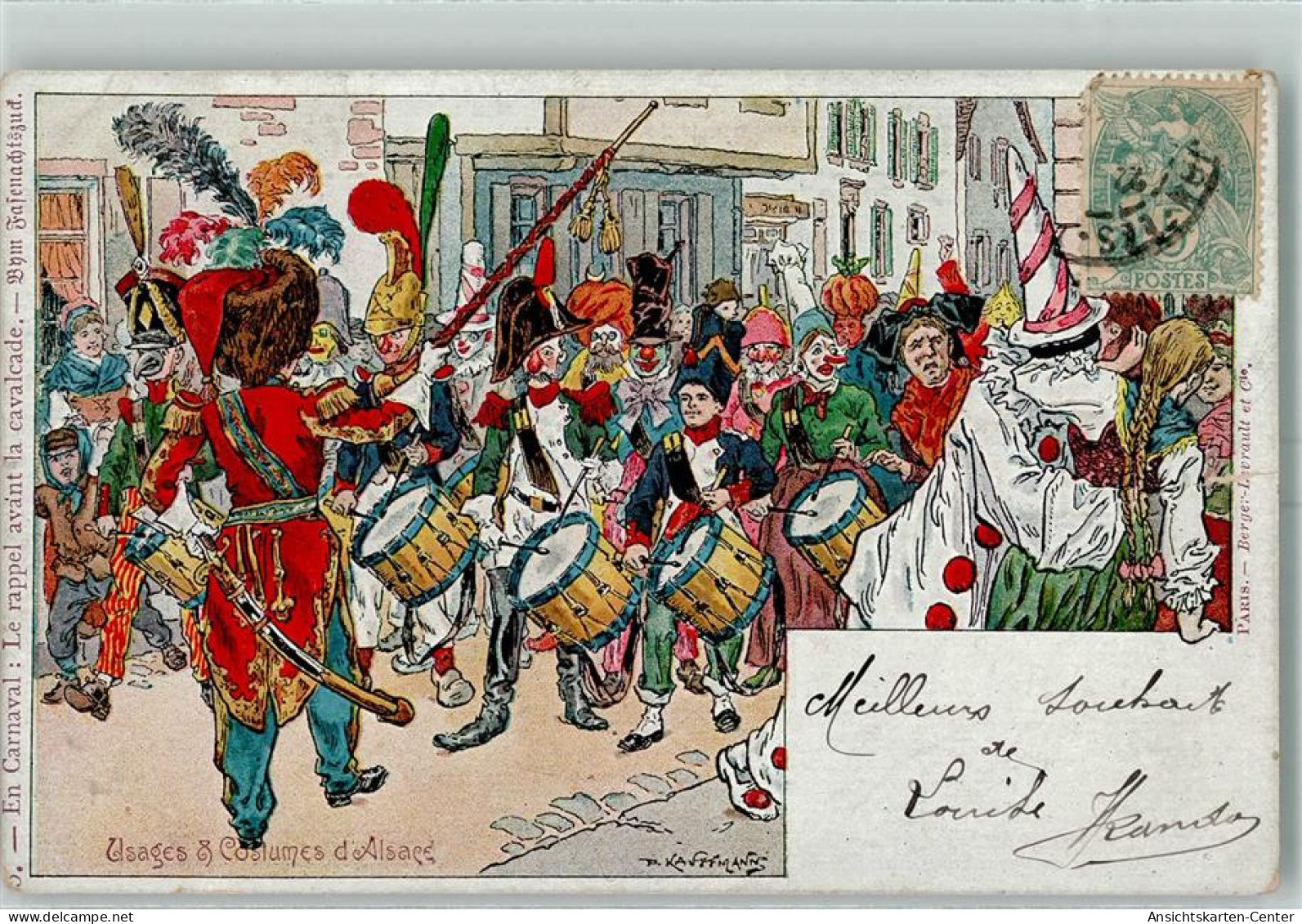 13428879 - Lithographie Karneval sign. P. Kauffmann
