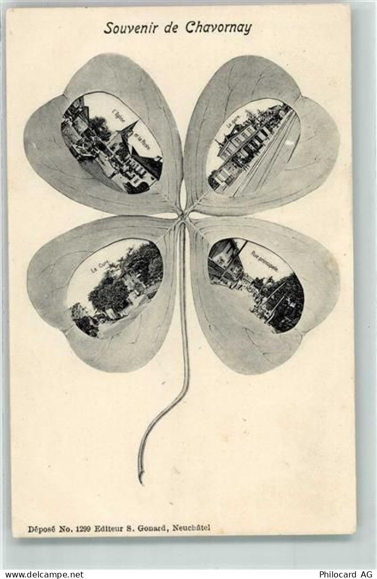 1373 Chavornay 1907 - Kleeblatt Bahnhof Rue principale Kirche - 13256004
