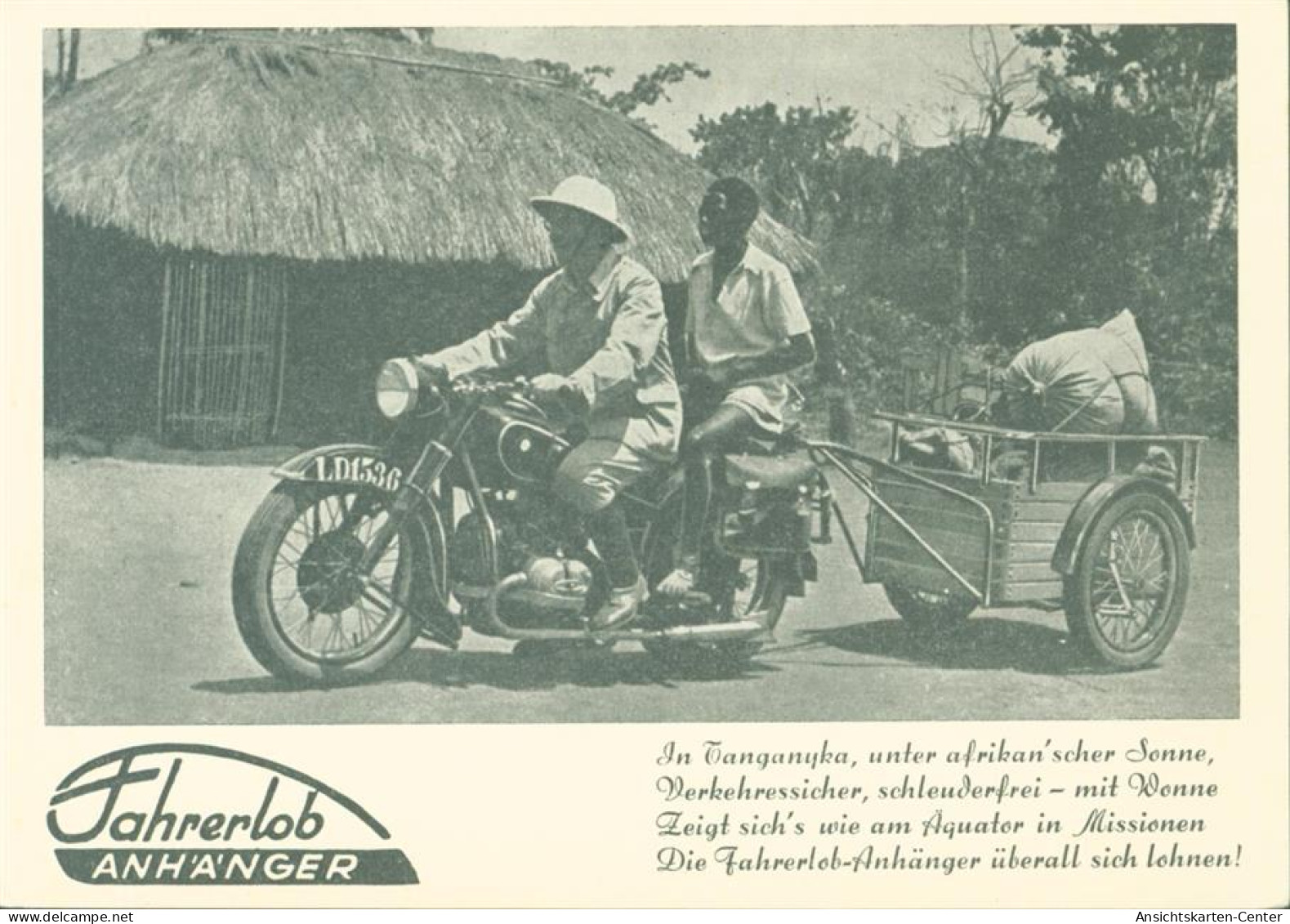 13813114 - Motorrad LD1536 Fahrerlob Anhaenger Tanganjika Tansania