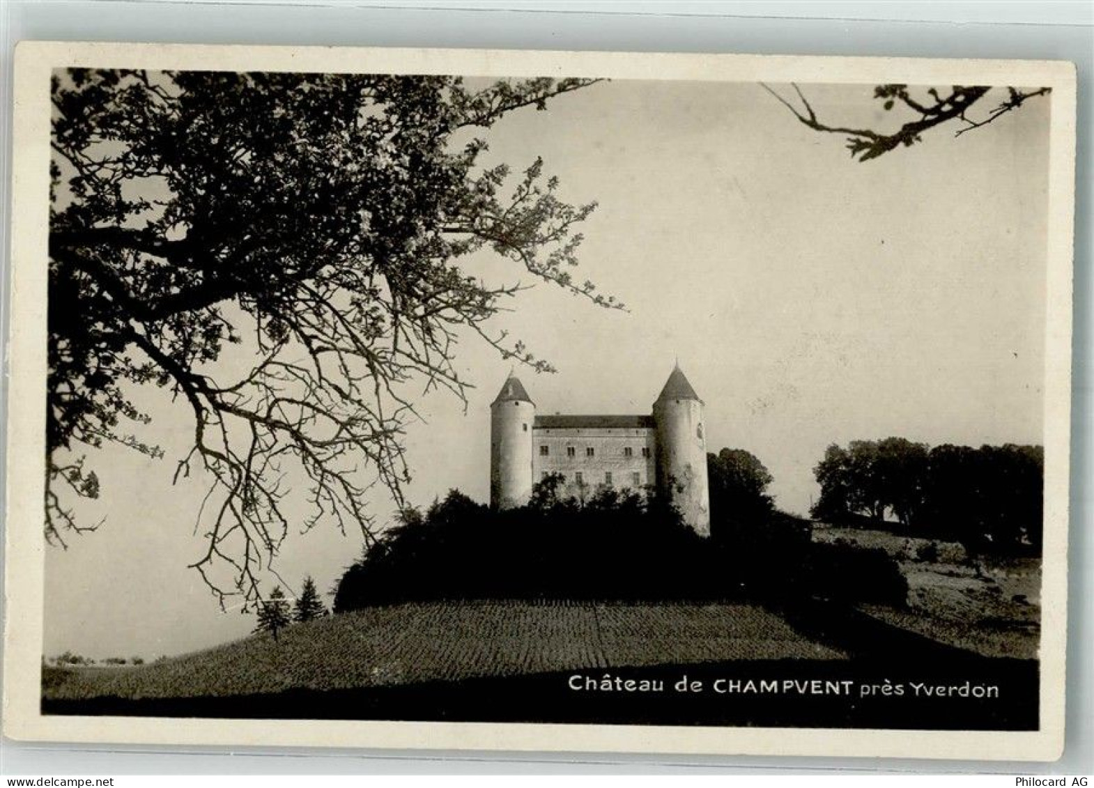1443 Champvent 1928 Foto AK Schloss Besuchsanzeige Ch. Liechti - 38216980