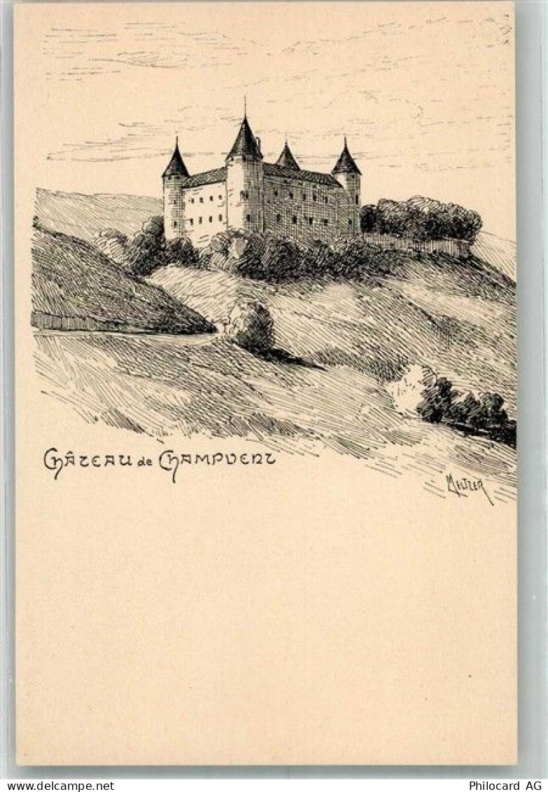 1443 Champvent Radierung Schloss de Champvent - 38219568
