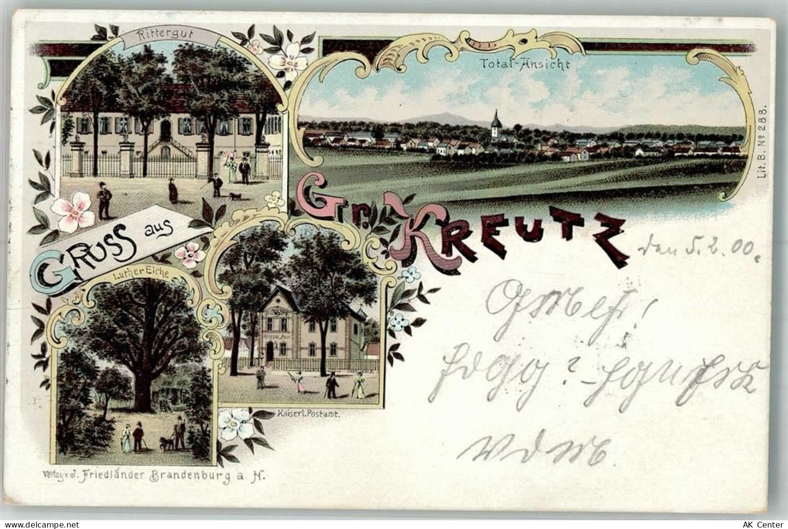 14550 O1508 Groß Kreutz Havel 1900 Lithographie Kais. Post Rittergut Bah... - 13665051