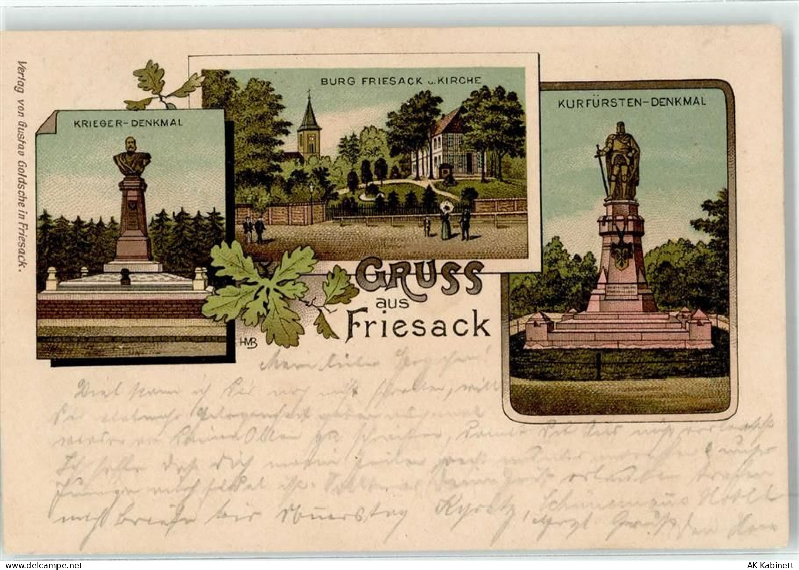 14662 O1553 Friesack 1897 Lithographie Kriegerdenkmal Burg Kurfürstenden... - 51883912