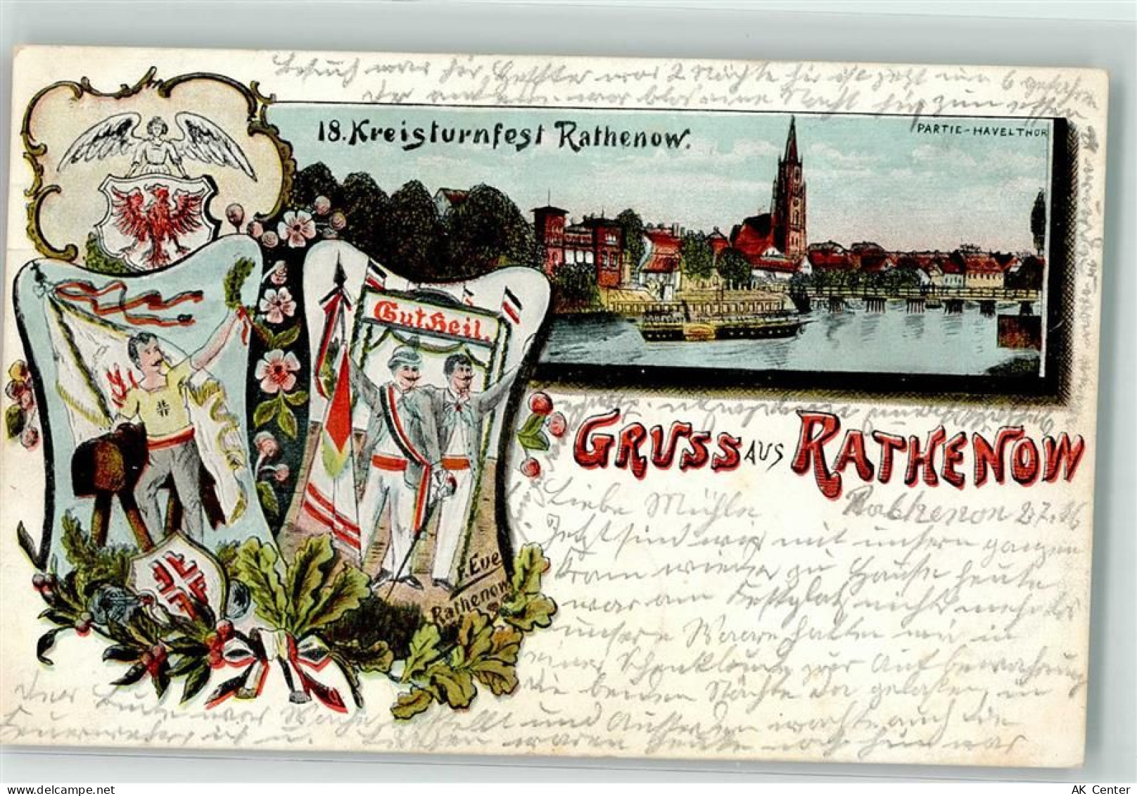 14712 O1830 Rathenow 1906 Lithographie 18. Kreisturnfest Rathenow Turner... - 13627705
