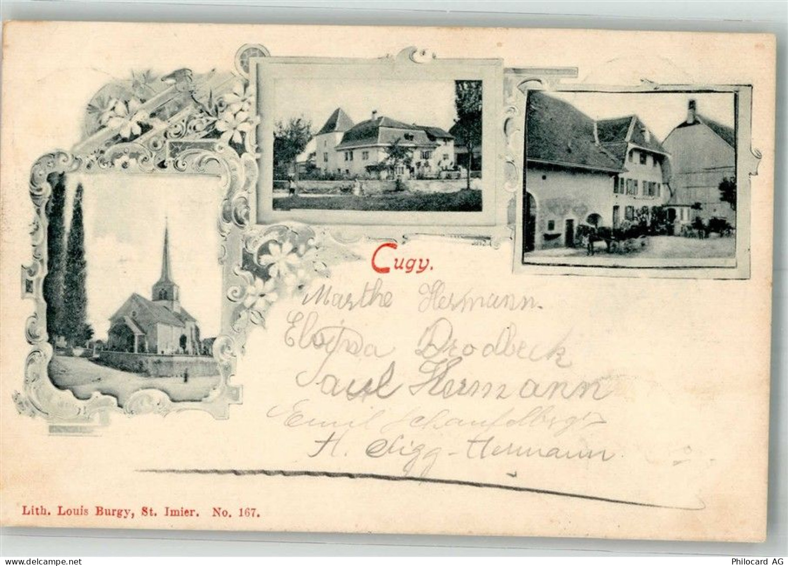 1482 Cugy FR 1899 Foto AK Kirche - 13585891
