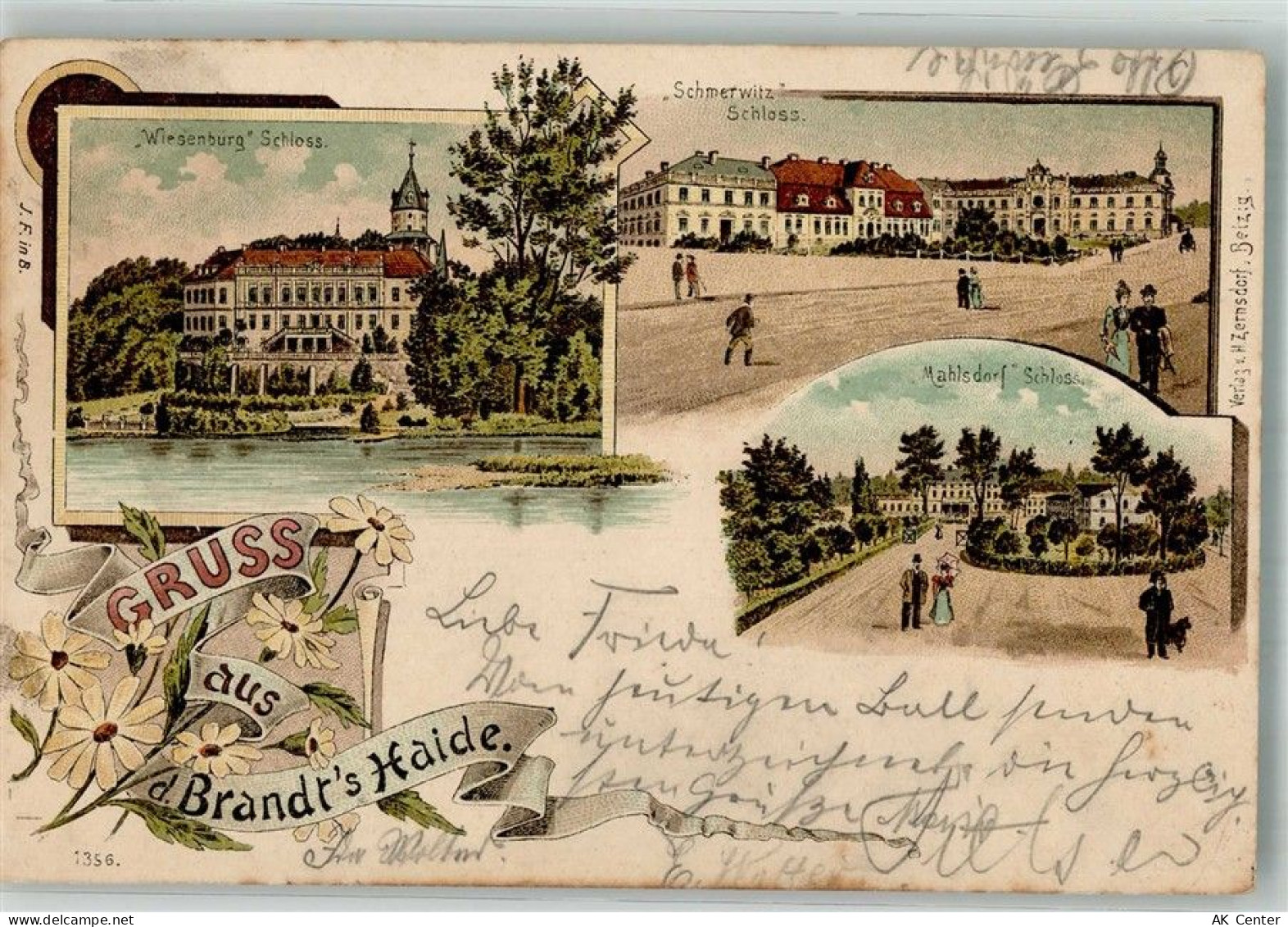 14827 O1825 Wiesenburg , Mark 1900 Lithographie Brandts Haide Schloss Sc... - 13668490