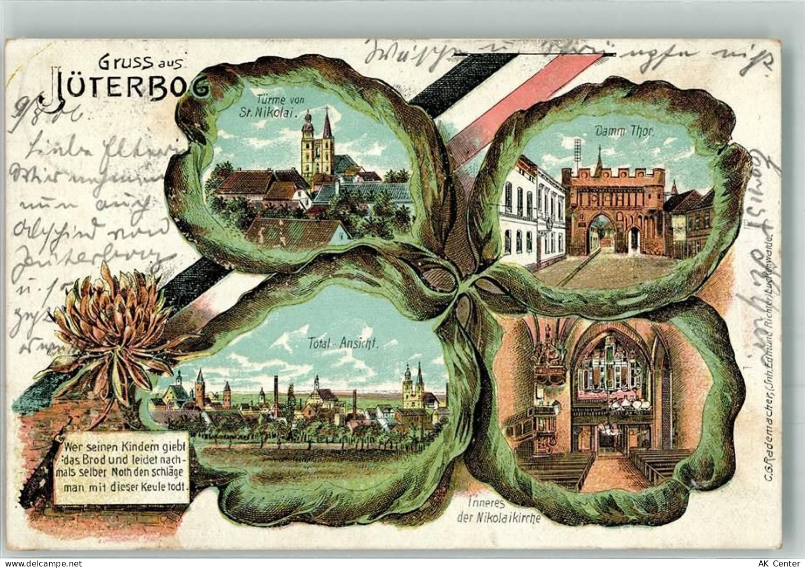 14913 O1700 Jüterbog 1900 Lithographie Kirche St. Nikolai Kirchenorgel v... - 13649989