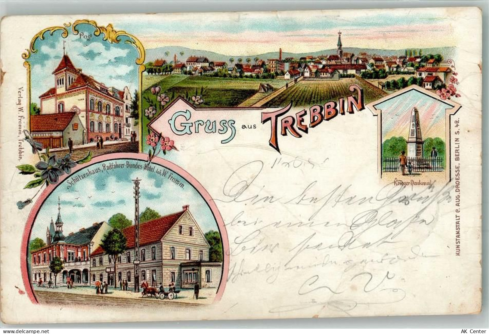 14943 O1711 Trebbin 1898 Gebrauchsspuren Lithographie Schützenhaus-Radfa... - 13650549