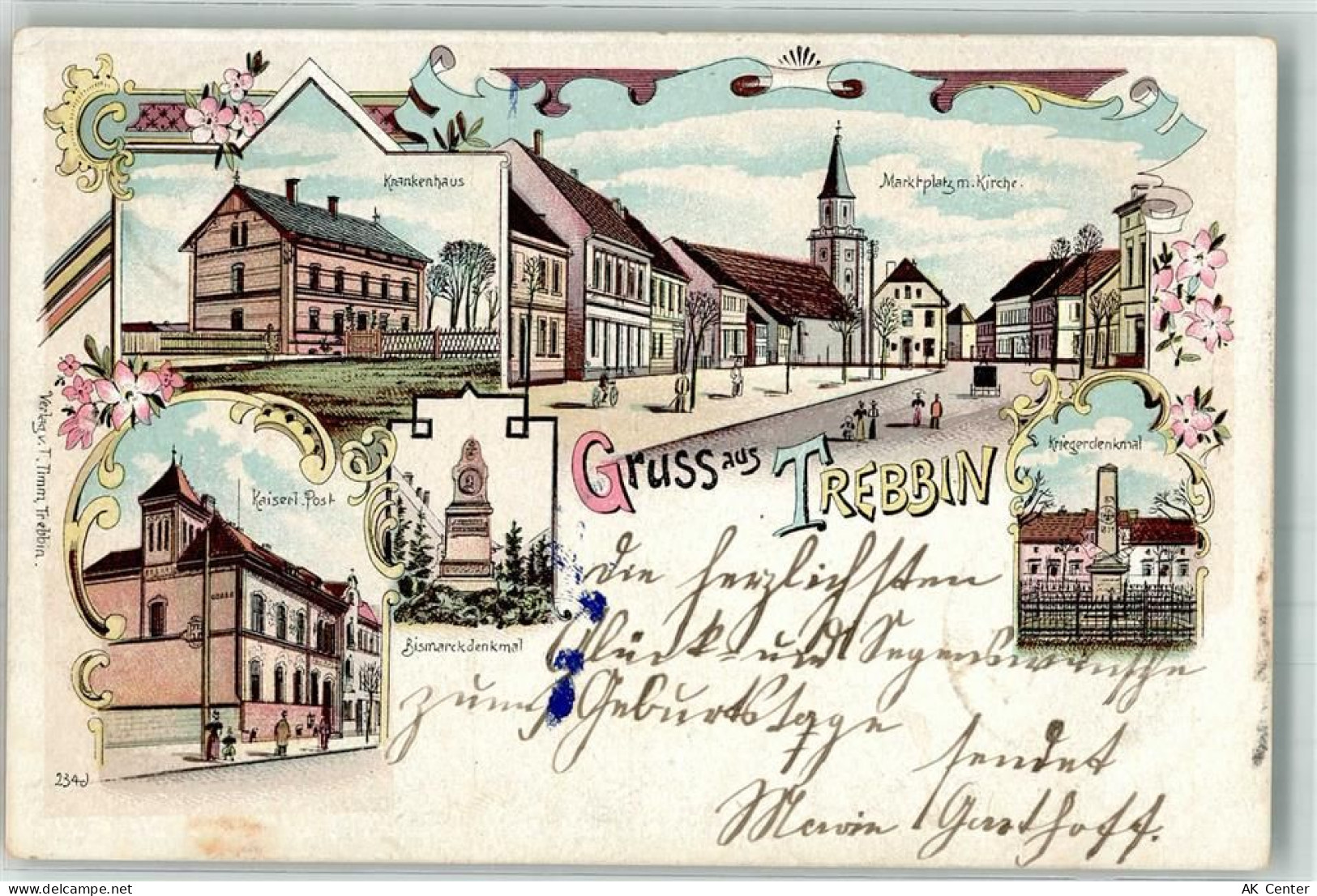 14943 O1711 Trebbin 1900 Lithographie Kaiserl. Post Bismarck-Denkmal Kra... - 13649988