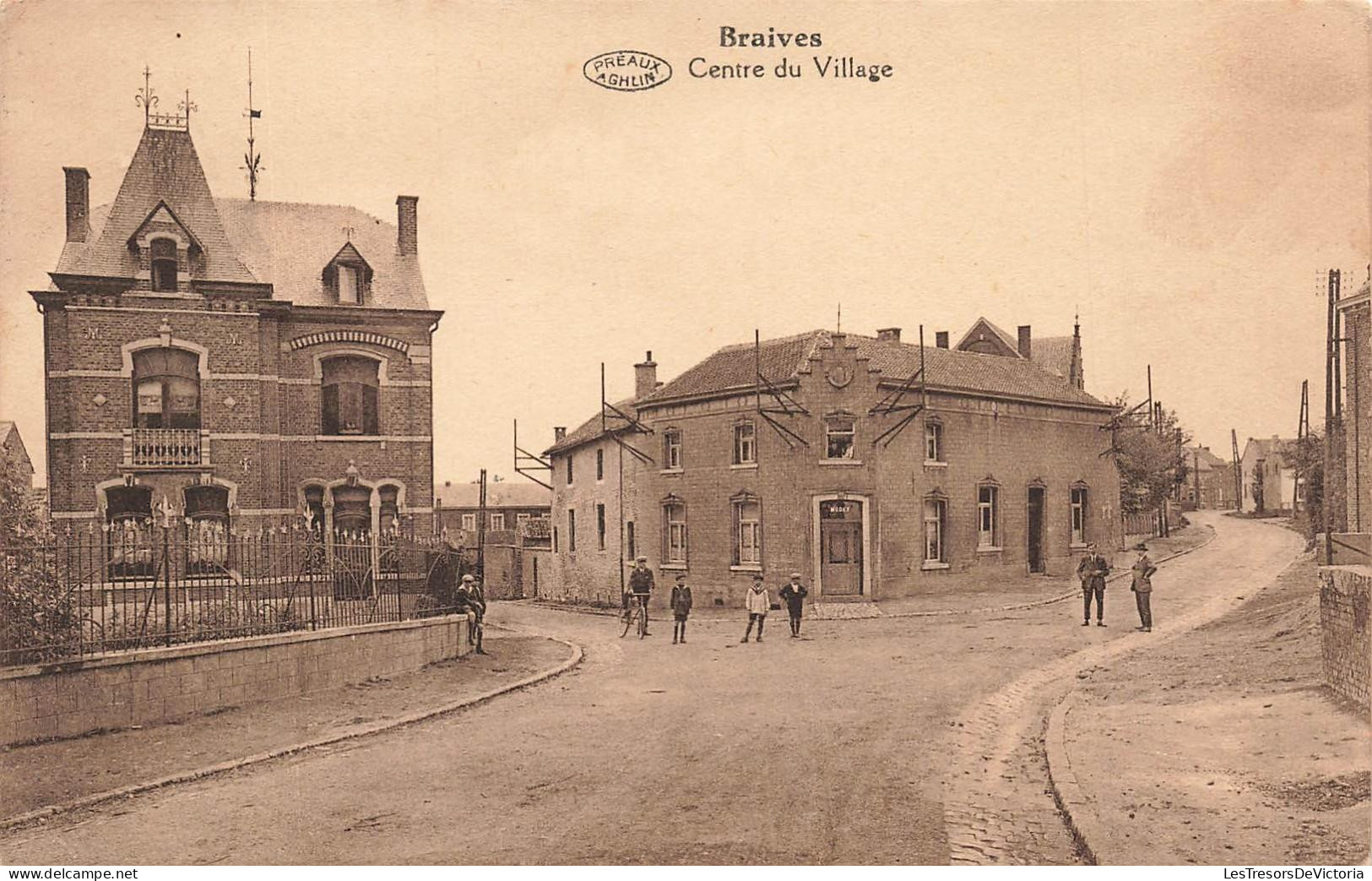 [-15%] BELGIQUE - Braives - Centre du Village - Préaux Aghlin - Animé - Carte Postale Ancienne