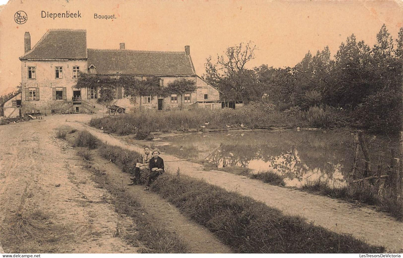 [-15%] BELGIQUE - Diepenbeek - Bouquet - Bâtiment - Enfant - Marre - Nels - Ed HK Stulens - Animé - Carte postale ancien