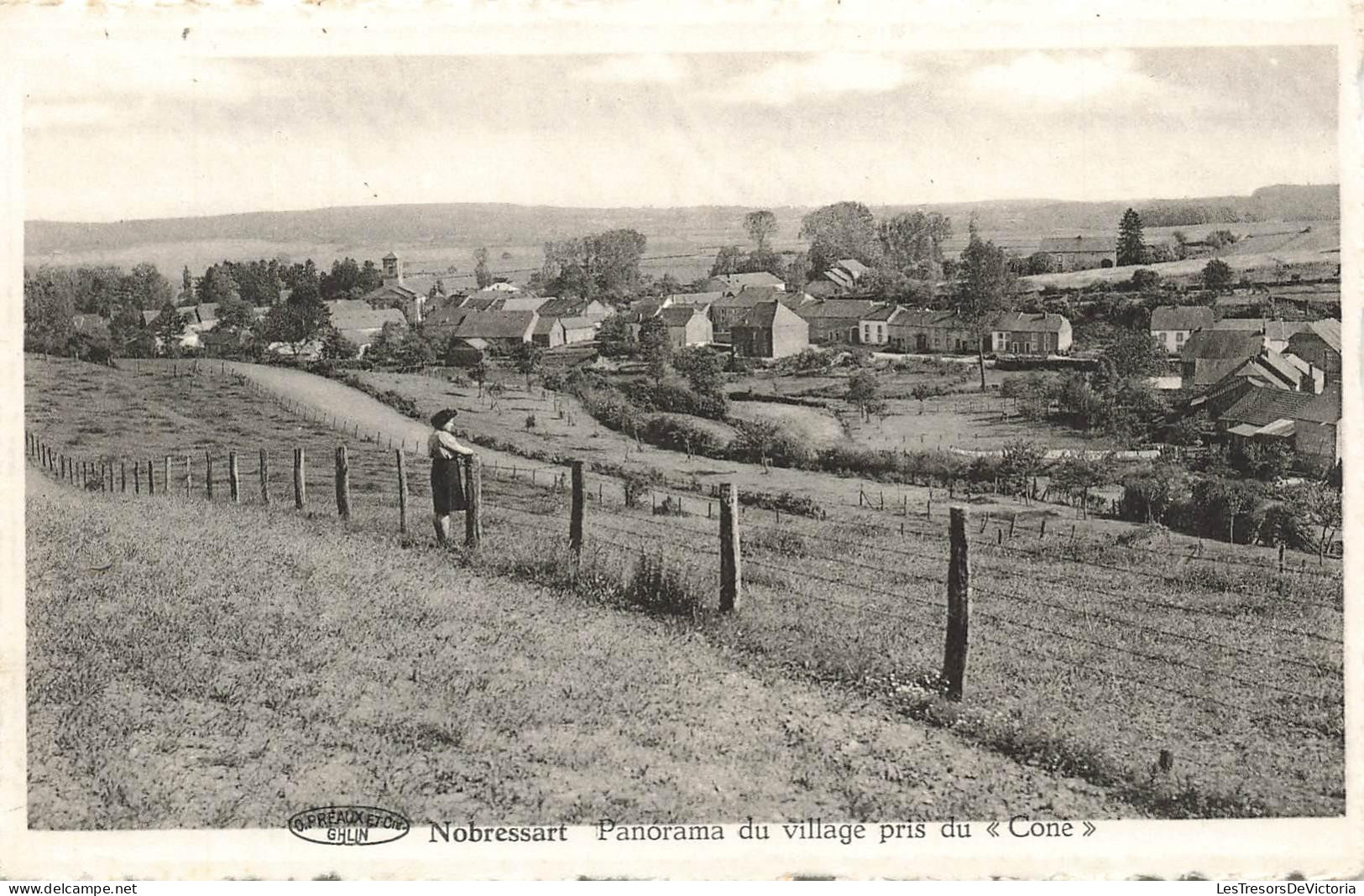 [-15%] BELGIQUE - Nobressart - Panorama du village pris du Cone - champ - rue - Edit JF Moris Colling - Carte postale an
