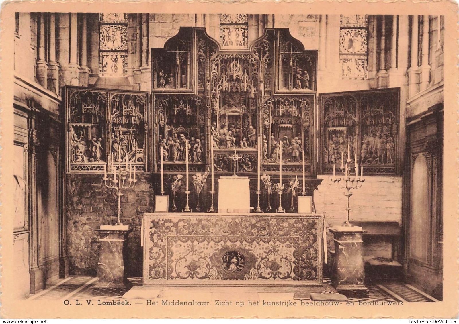 [-15%] BELGIQUE - O L V Lombeek - Het Middenaltaar - Zicht op het kunstrijke beelahouw - en borduurwerk- Carte Postale A