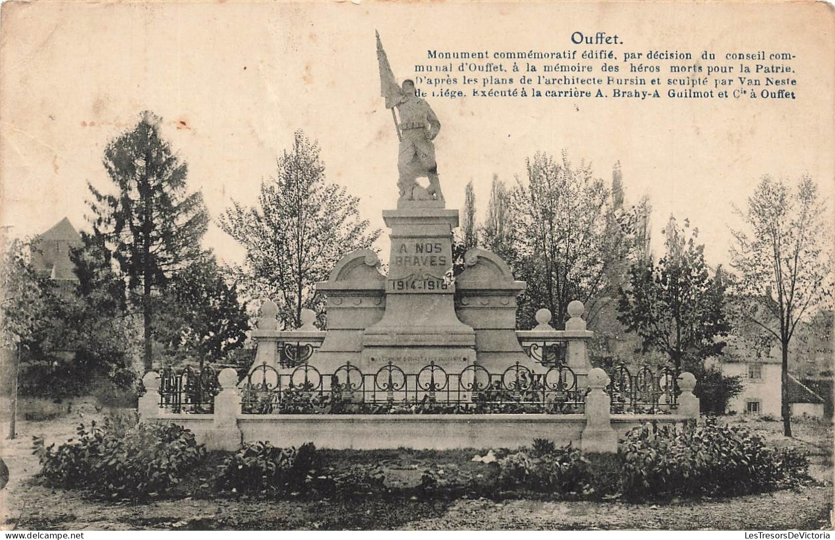 [-15%] BELGIQUE - Ouffet - Monument commémoratif édifié, par décision du conseil communal dOuffet - Carte postale A