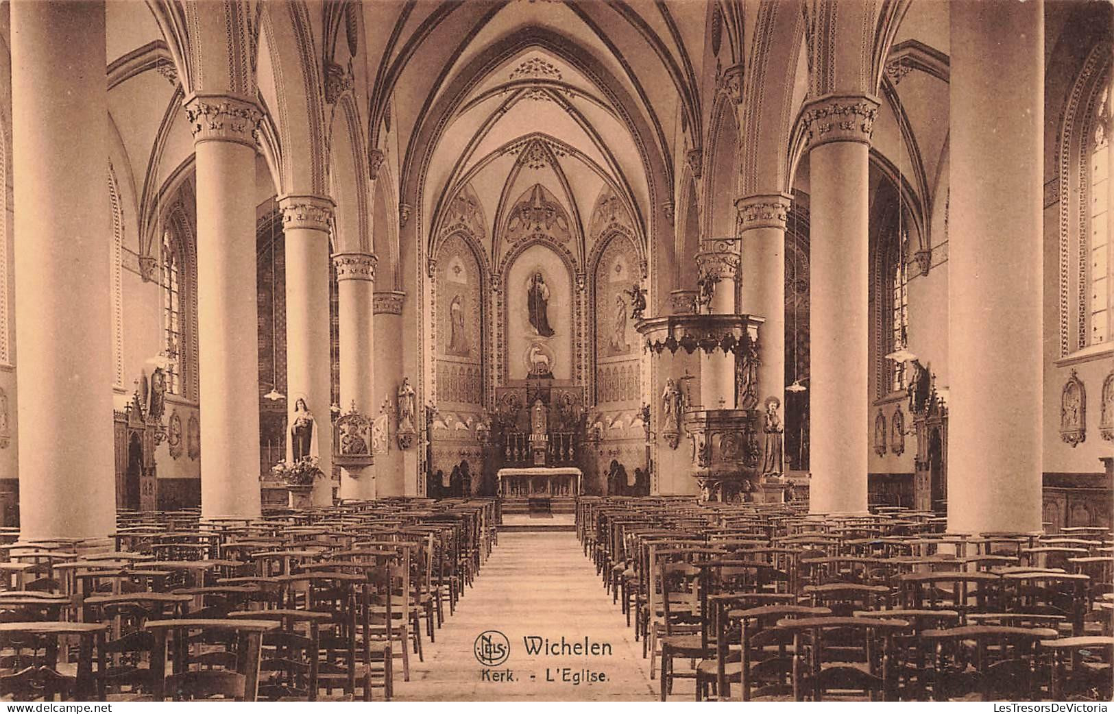 [-15%] BELGIQUE - Wichelen - Kerk - Nels - Fr De Paepe - intérieur - spiritualité - décoration - Carte postale ancienne