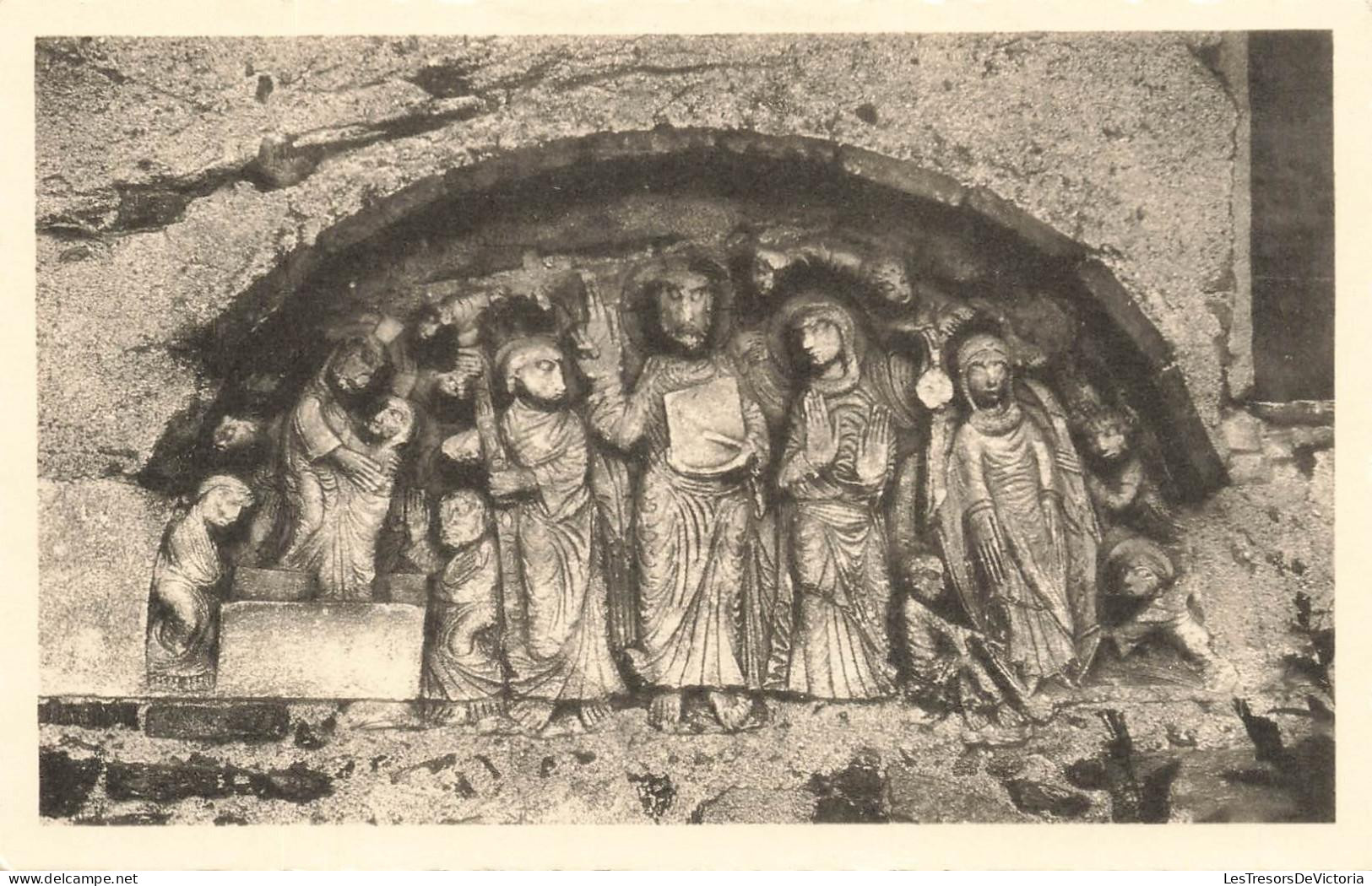 [-15%] FRANCE - Cabestany - Tympan en marbre XIIè s. - Résurrection - Assomption - Exaltation de la Mère de J.C - Carte
