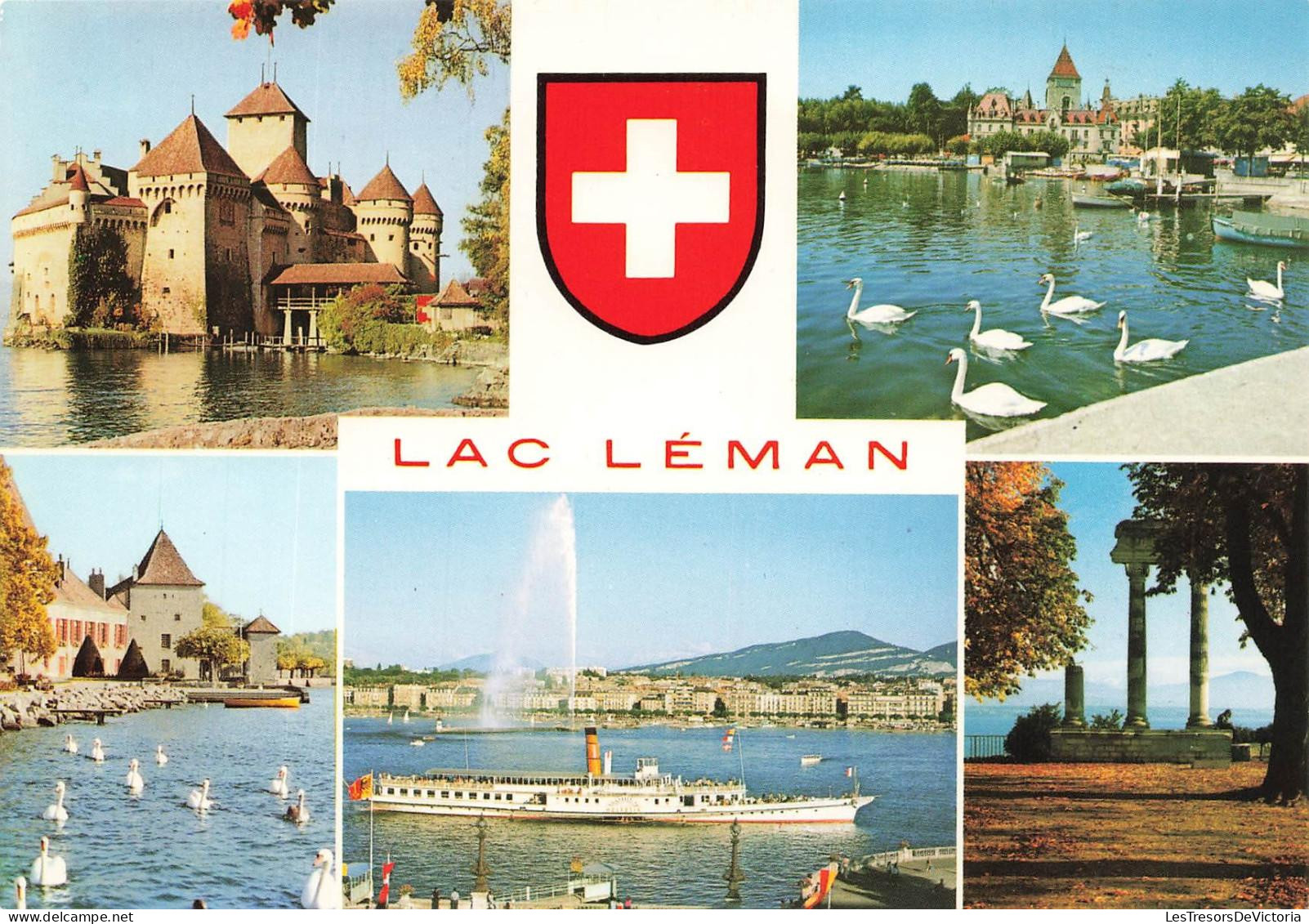 [-15%] SUISSE - Lac Léman - Château de Chillon - Ouchy Lausanne - Rolle, le château - Genève, le jet deau  - Carte