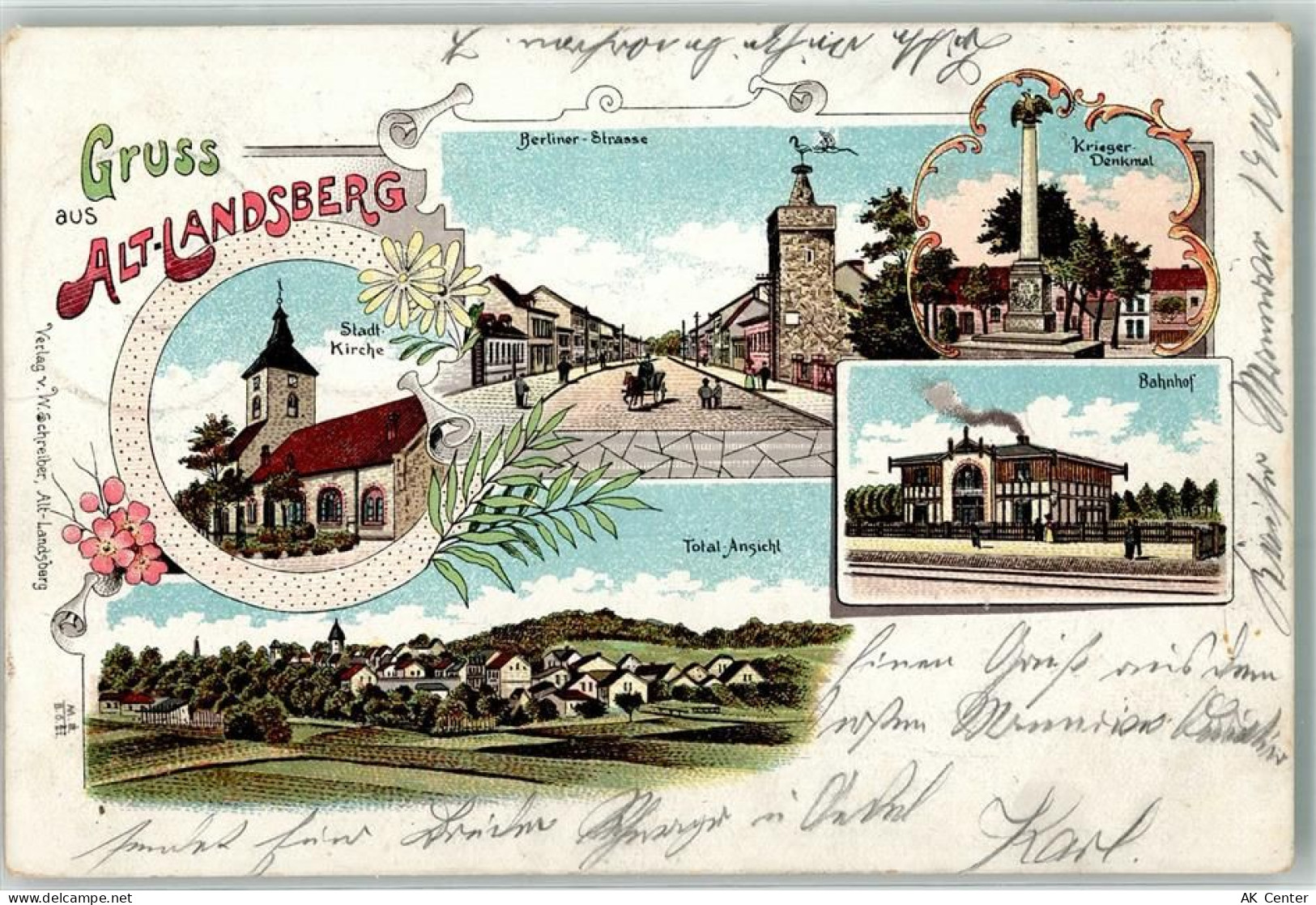 15345 O1274 Altlandsberg 1900 Lithographie Stadtkirche Berliner Straße K... - 13635657