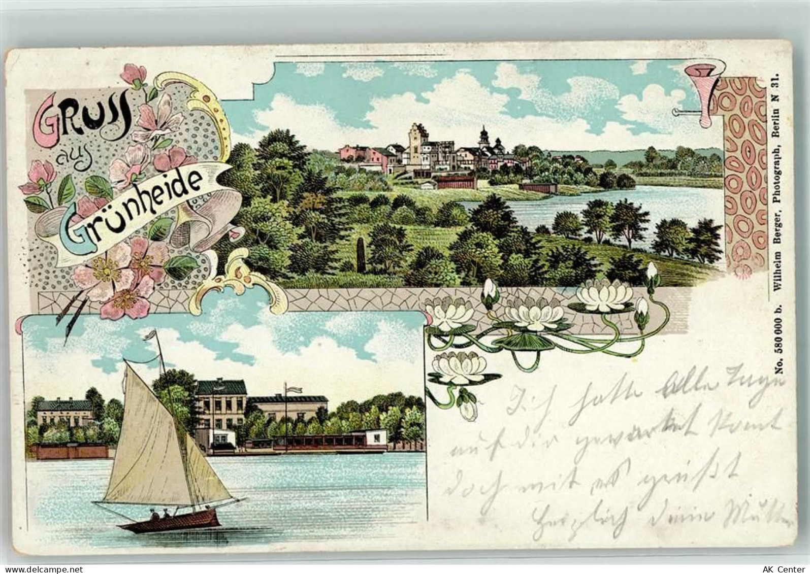15537 O1252 Grünheide , Mark 1910 Lithographie Segelboot - 13635652