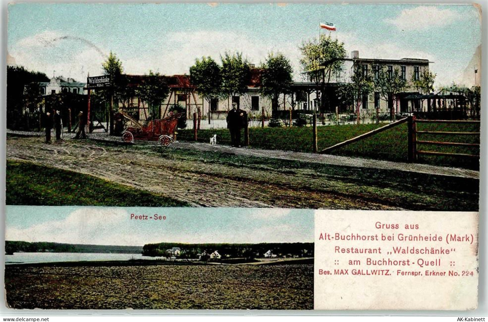 15537 O1252 Grünheide , Mark 1912 Foto AK Peetz-See Gasthaus Waldschänke... - 52096562