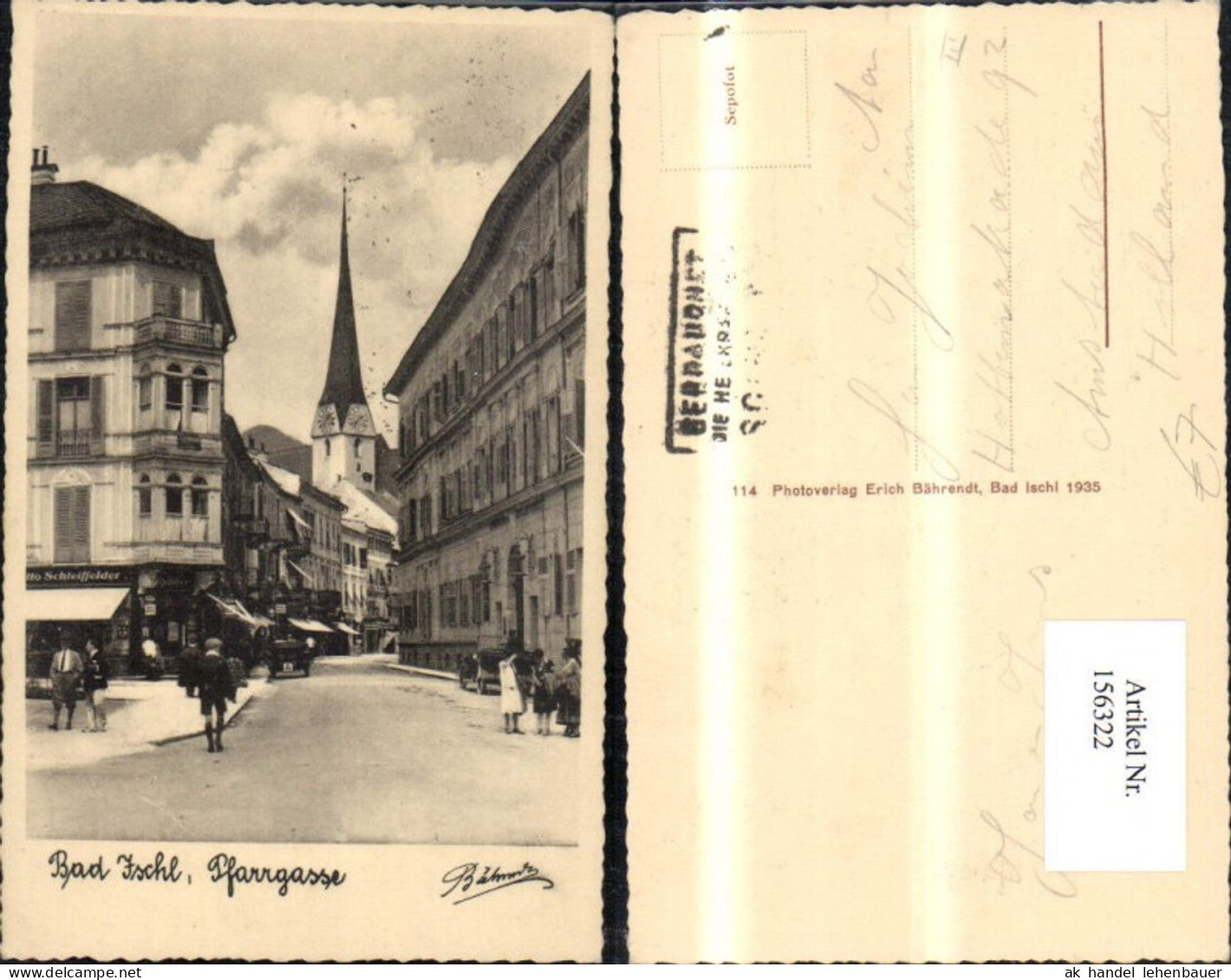 156322,Bad Ischl Pfarrgasse Strassenansicht m. Personen