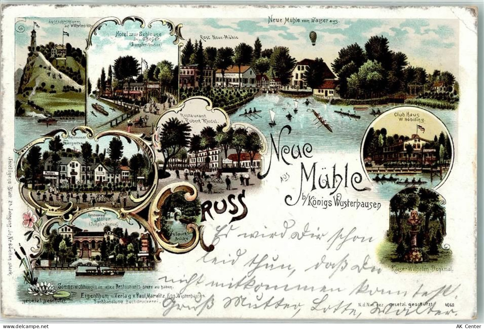 15711 O1600 Königs Wusterhausen 1901 Lithographie Neue Mühle Club-Haus K... - 13453182