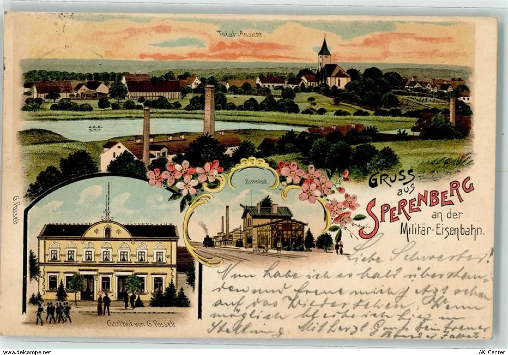 15838 O1637 Sperenberg 1902 Lithographie Bahnhof Gasthaus G. Posselt Mil... - 13605963