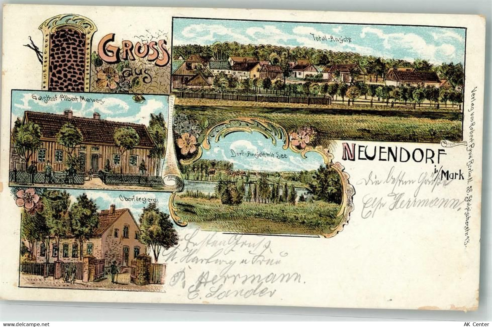 15848 O1231 Rietz-Neuendorf Lithographie Gasthaus Albert Mewes Oberförst... - 13638865