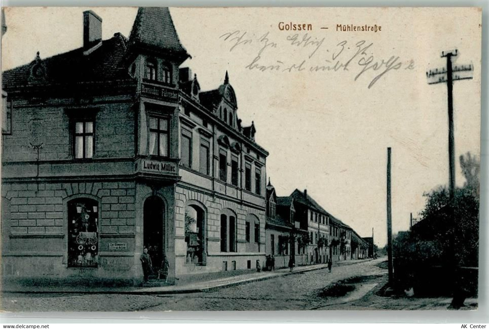 15938 O7963 Golßen 1917 - Mühlenstraße Geschäft Ludwig Müller - 13570706