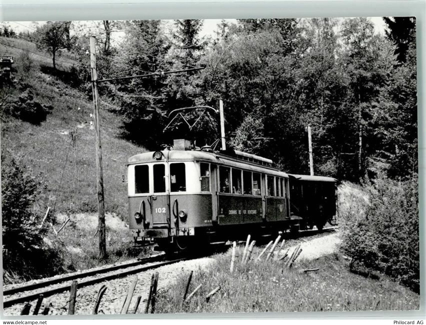 1618 Châtel-St-Denis - ABFe 4/4 102 et voiture GFM entre Chatel St. Deni... - 10392458