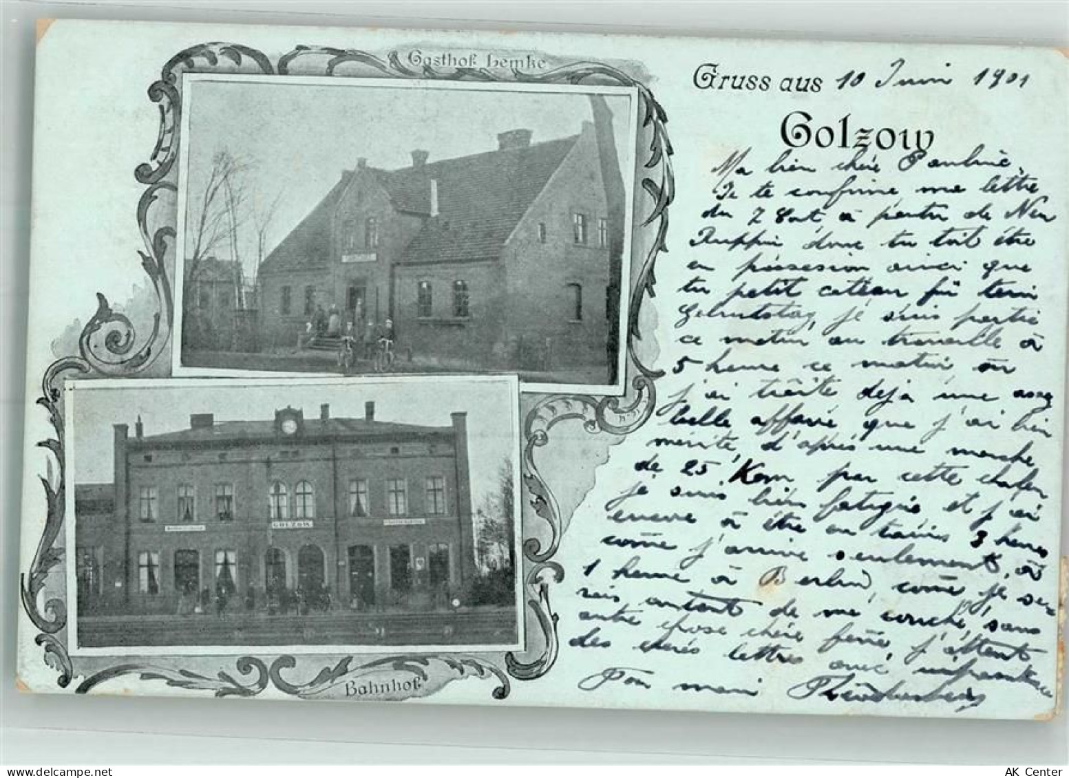 16230 O1301 Golzow b Eberswalde 1901 - Bahnhof Gasthaus Lemke Bahnpost Z... - 13664600