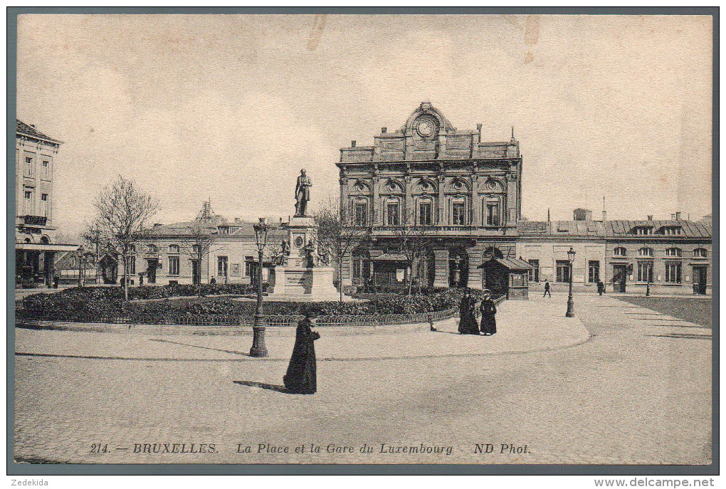 1627 - ohne Porto - alte Ansichtskarte - Bruxelles Brüssel - La Gare Station Bahnhof n. gel.