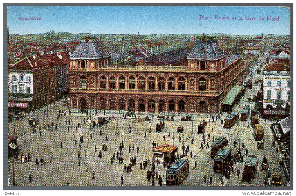 1633 - ohne Porto - alte Ansichtskarte - Bruxelles Brüssel - La Gare du Nord Station Bahnhof  gel. Feldpost 1915 - 1 WK