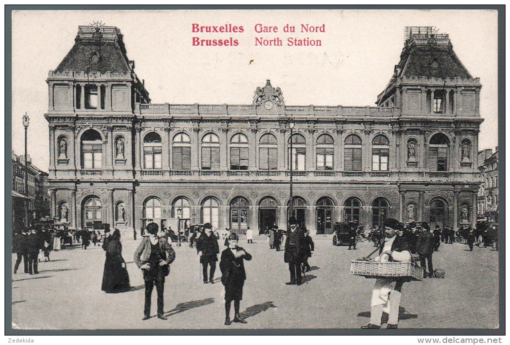 1634 - ohne Porto - alte Ansichtskarte - Bruxelles Brüssel - La Gare du Nord Station Bahnhof  n. gel. TOP