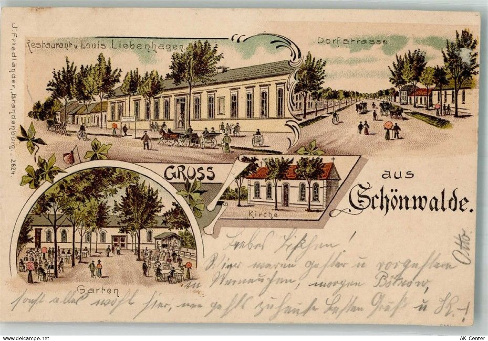 16348 O1292 Schönwalde b Wandlitz 1902 Lithographie Gasthaus Liebenhagen... - 13667980