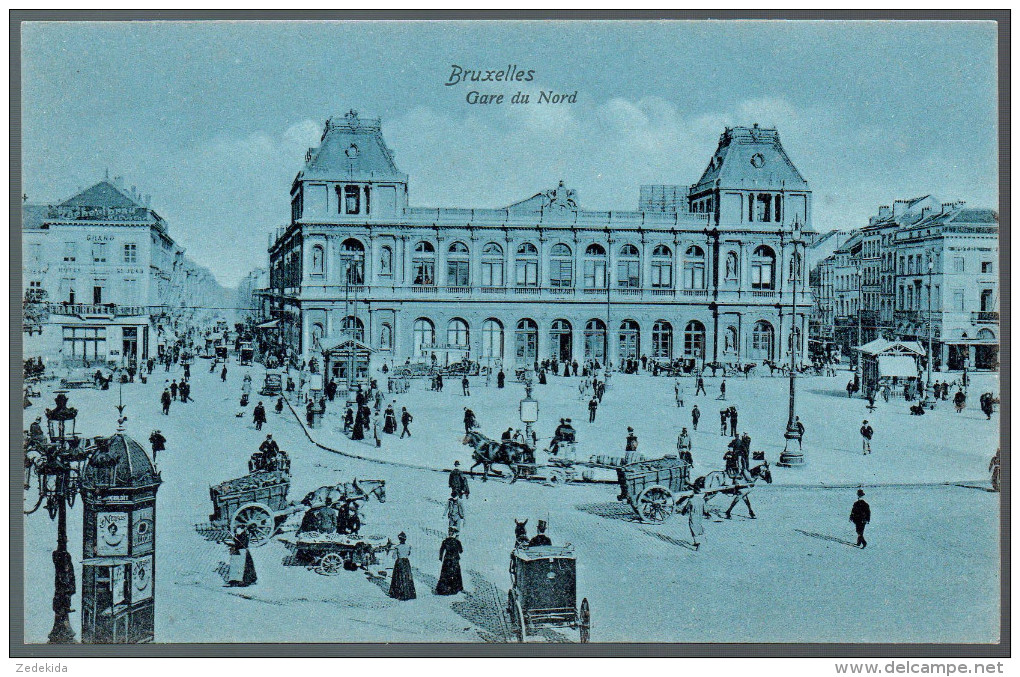 1635 - ohne Porto - alte Ansichtskarte - Bruxelles Brüssel - La Gare du Nord Station Bahnhof  n. gel. TOP