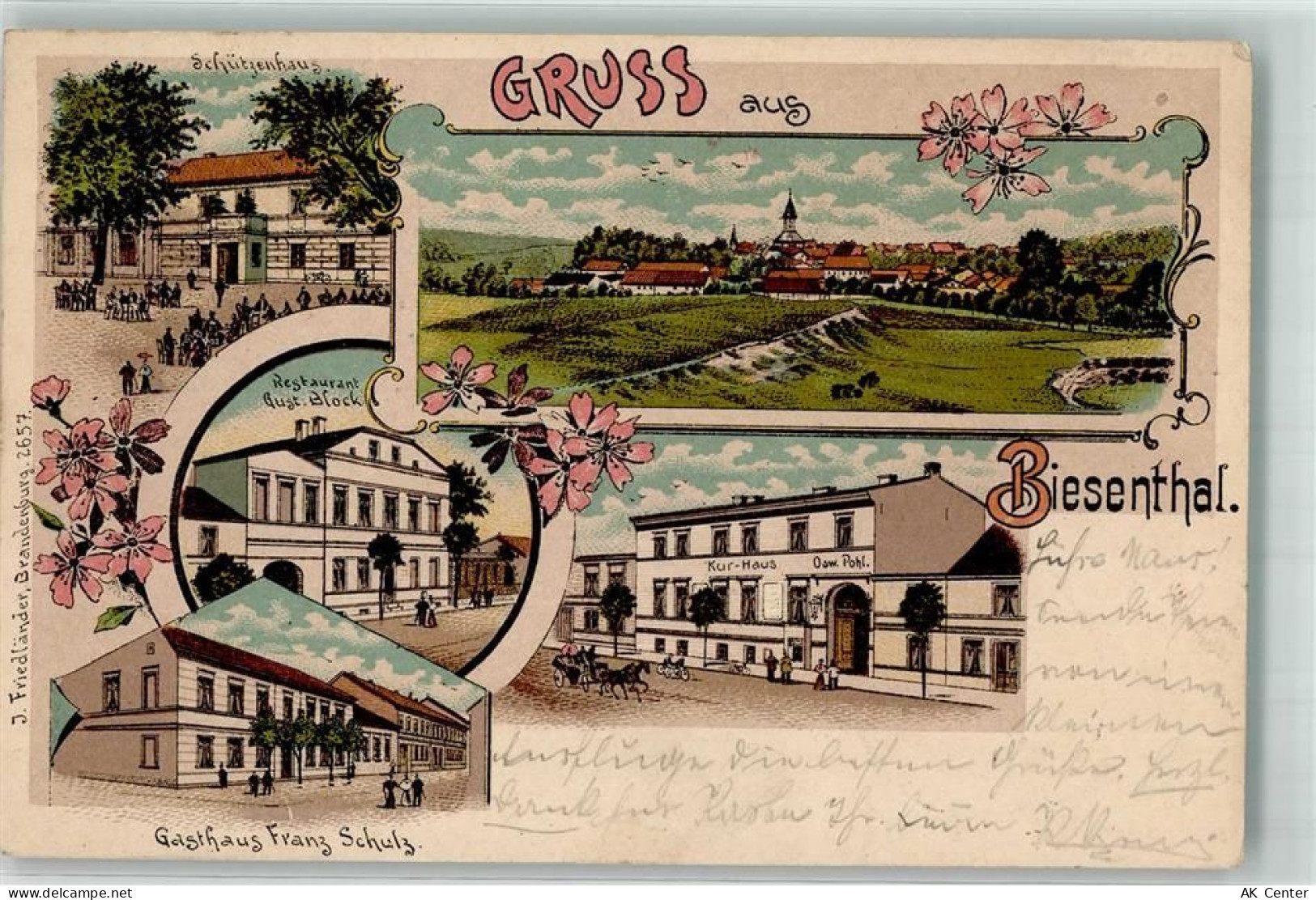 16359 O1296 Biesenthal b Bernau b Berlin 1904 Lithographie Gasthaus Schü... - 13638881